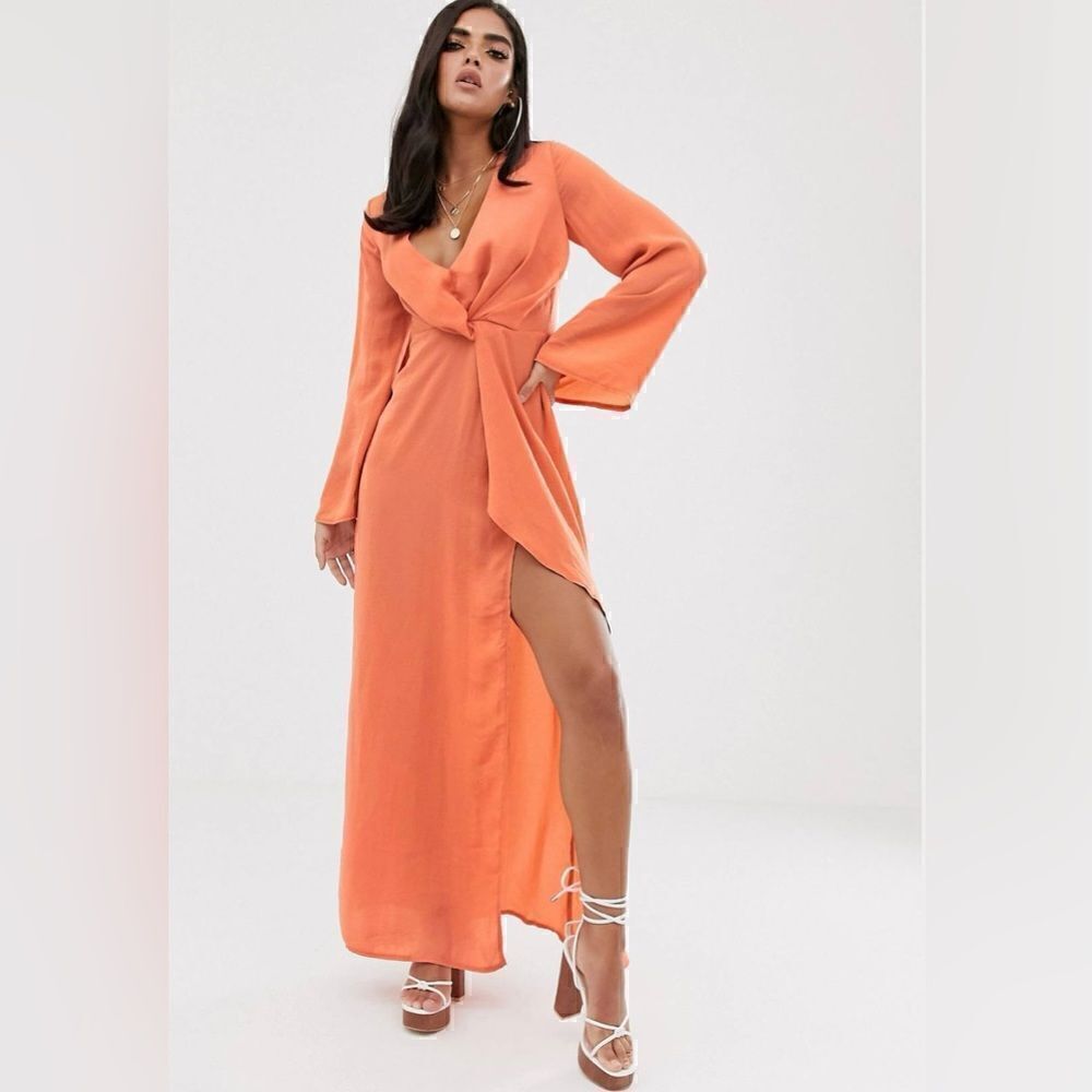 Missguided Maxi Dress with twist detail and side split